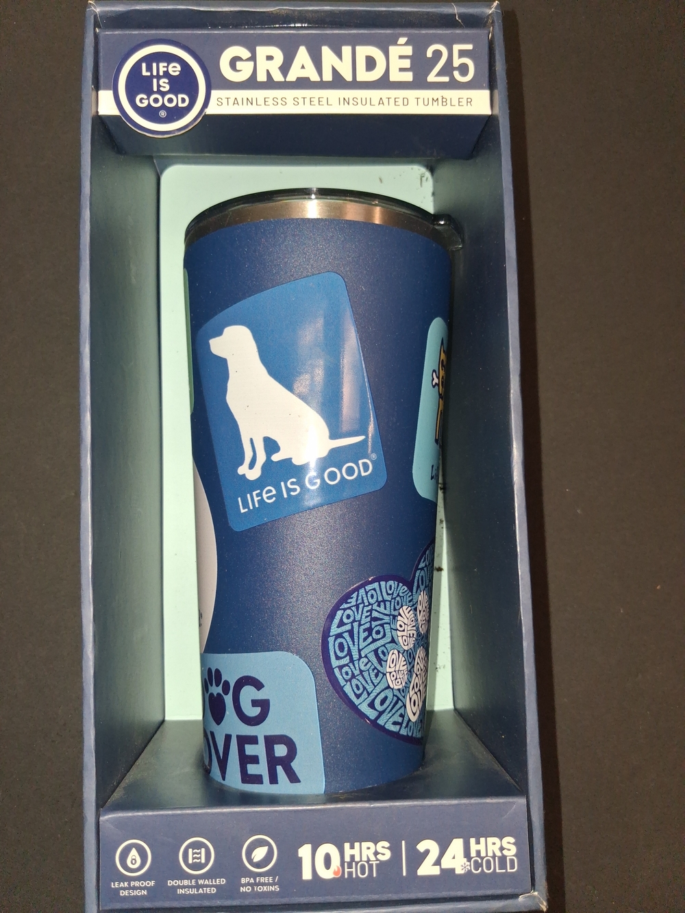 Life Is Good Blue Dog Graphic Insulated Tumbler
